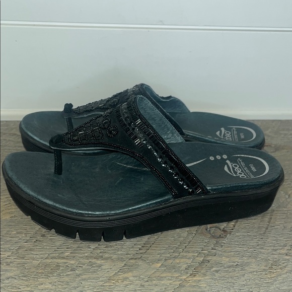 Abeo Bio System Mystic Sandals Black Beaded Flip Flop Thong - Women's Size 10 - Picture 4 of 8